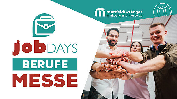 Logo der Messe jobDAYS Singen, daneben eine Gruppe junger Menschen.
