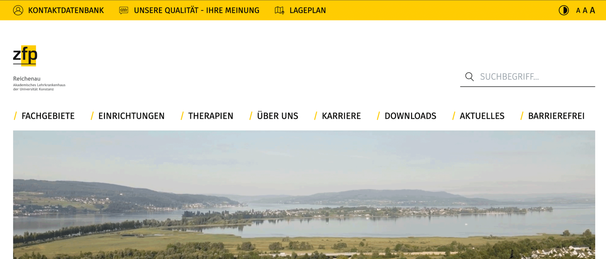 Screenshot von der Startseite der Website des ZfP Reichenau.